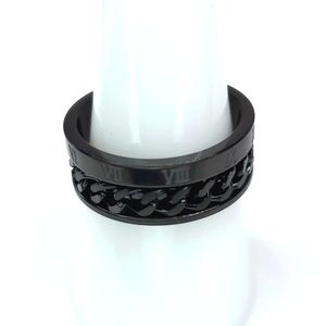ION Plated Black Stainless Steel Curb Chain Band Spinner Ring 8